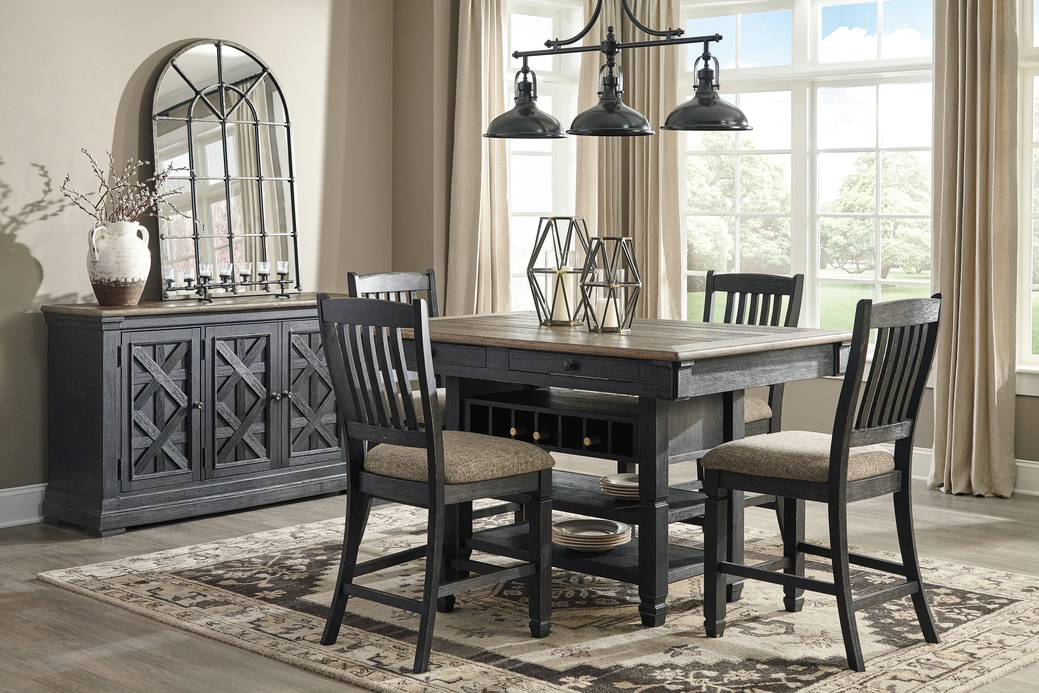 Tyler Creek Black/Grayish Brown Counter Height Set