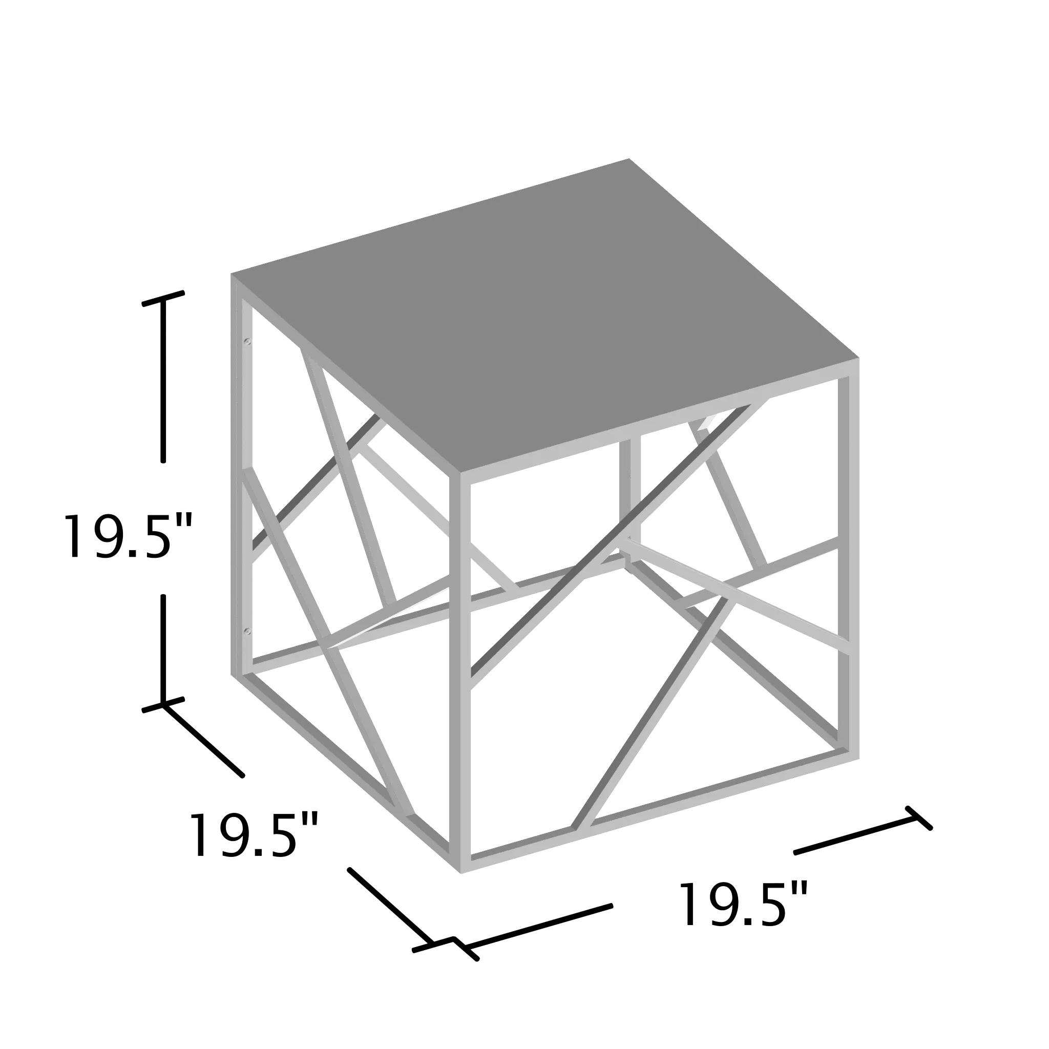 Vicki Glam Metal and Tempered Glasstop 3-Piece Living Room Table Set