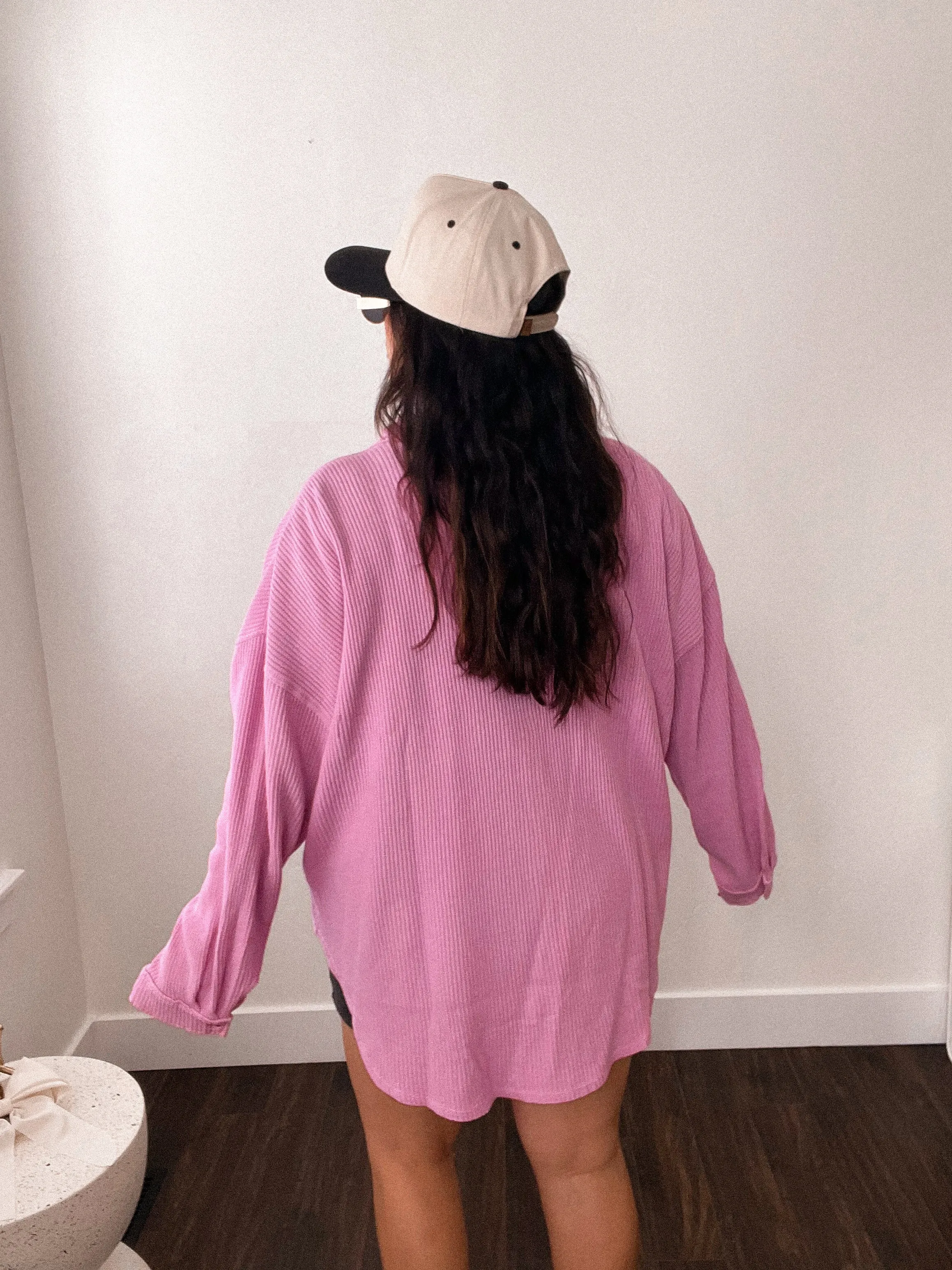 Waffle oversized shacket