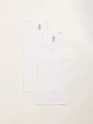 WES Lounge White Sleeveless Vests - Pack of 2