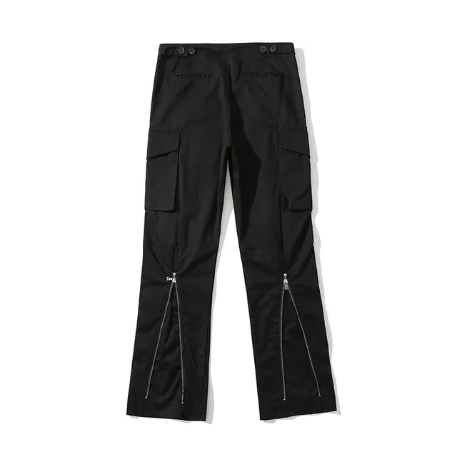 Wiaofellas Back Zipper Pockets Retro Black Overalls for Men and Women Streetwear Casual Oversize Cargo Pants Loose Vibe Style Trousers