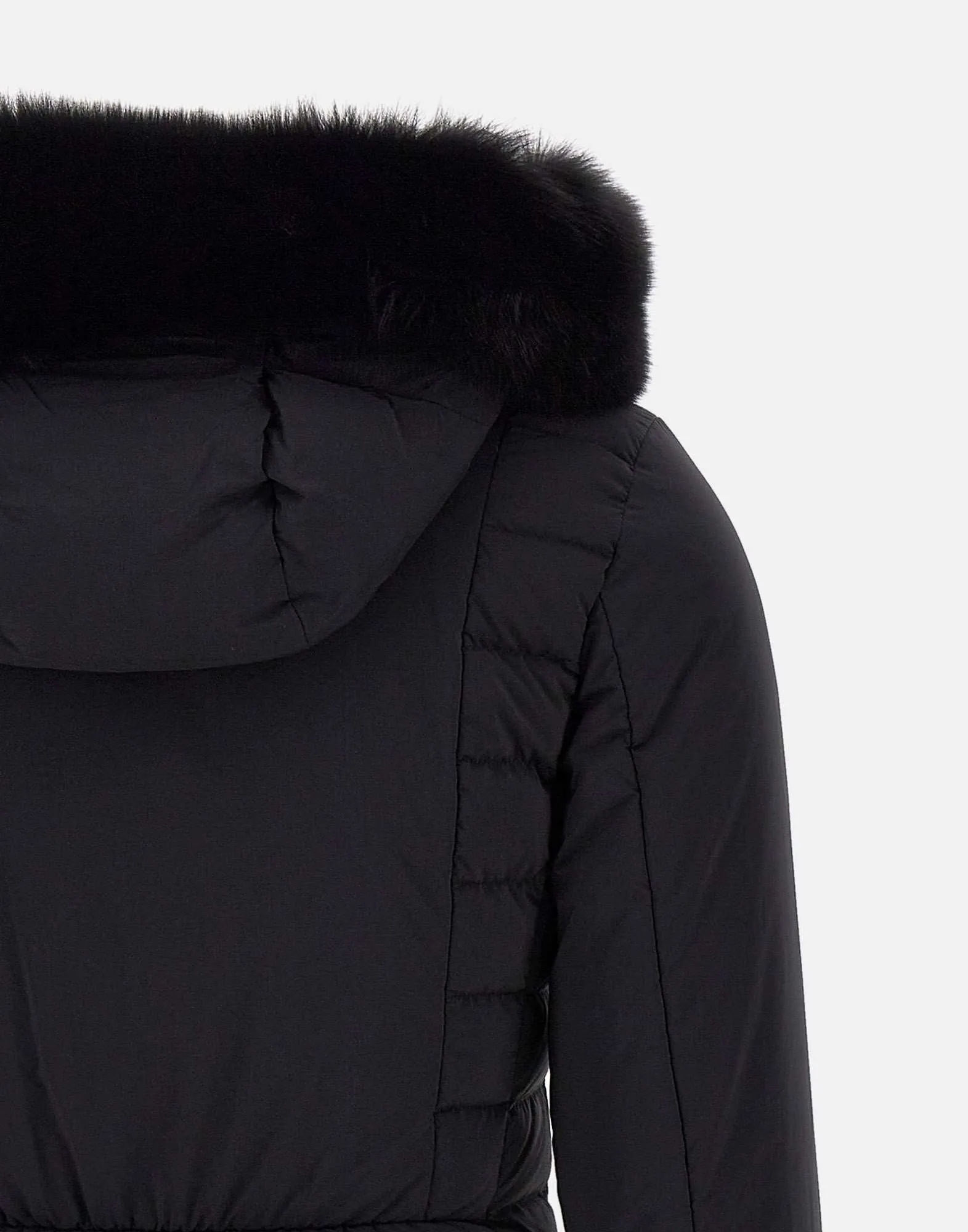 Women's Black Down Jacket with Fur