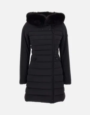 Women's Black Down Jacket with Fur