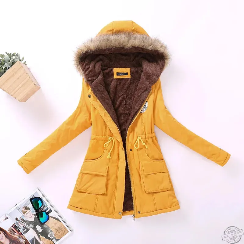 Women's Light Weight Jacket Medium-Long Hooded Coat