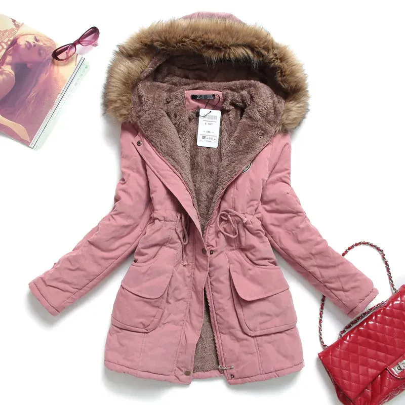 Women's Light Weight Jacket Medium-Long Hooded Coat