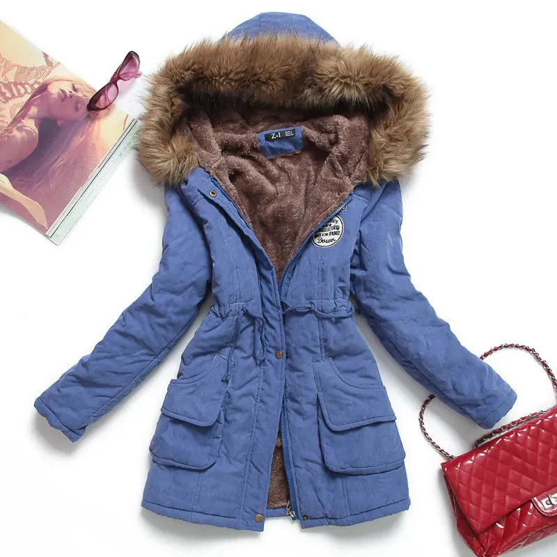 Women's Light Weight Jacket Medium-Long Hooded Coat