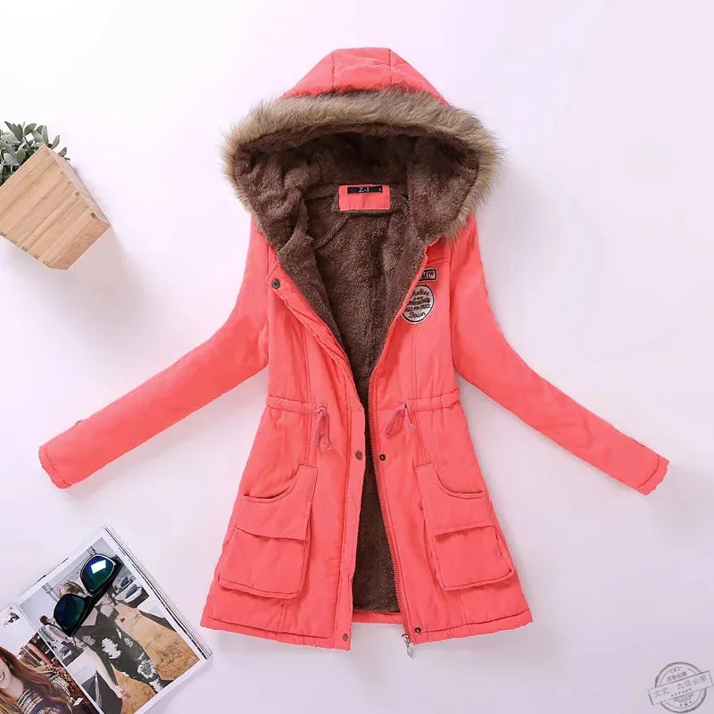 Women's Light Weight Jacket Medium-Long Hooded Coat