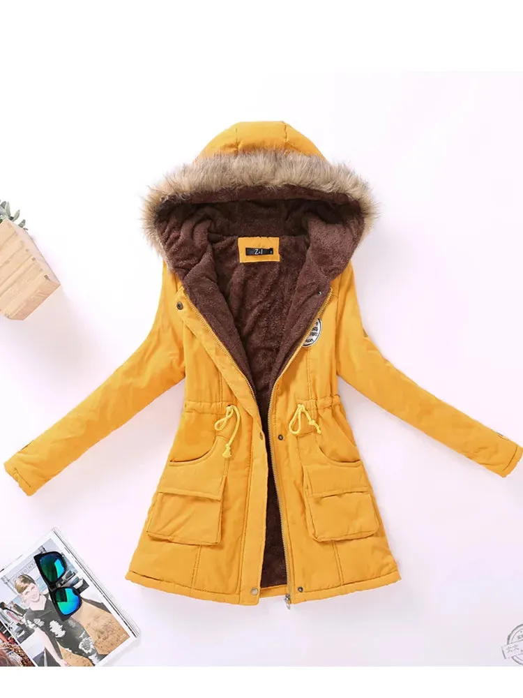 Women's Light Weight Jacket Medium-Long Hooded Coat