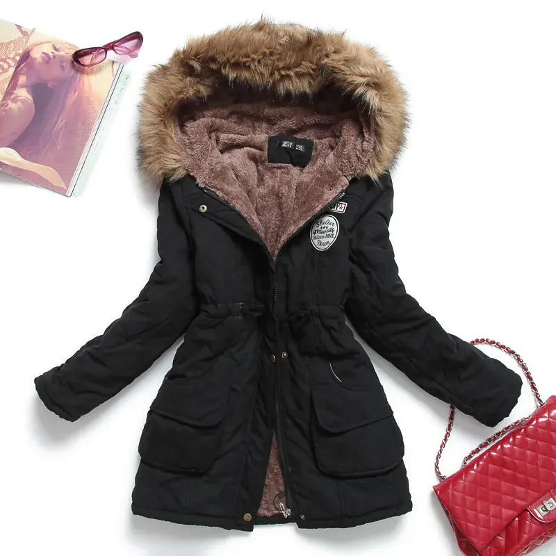 Women's Light Weight Jacket Medium-Long Hooded Coat