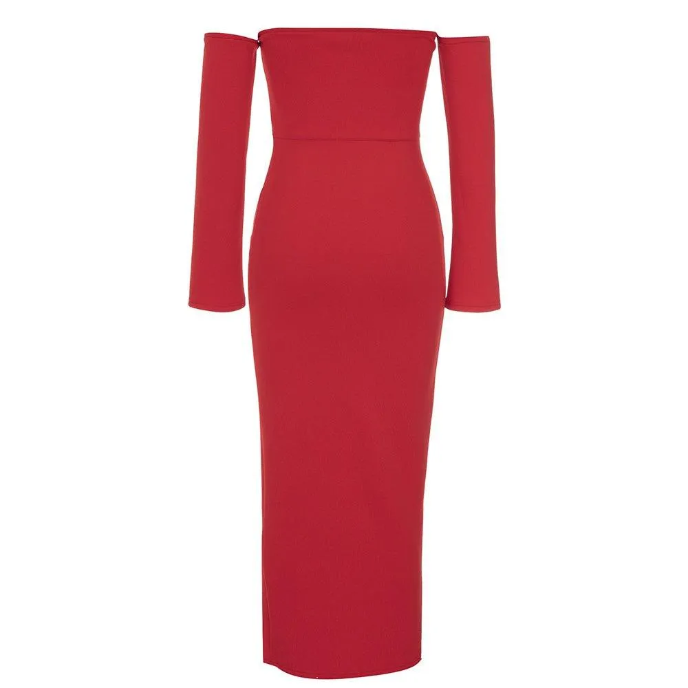 Women's Red Maxi Bodycon Dress - Casual & Formal Summer Wear